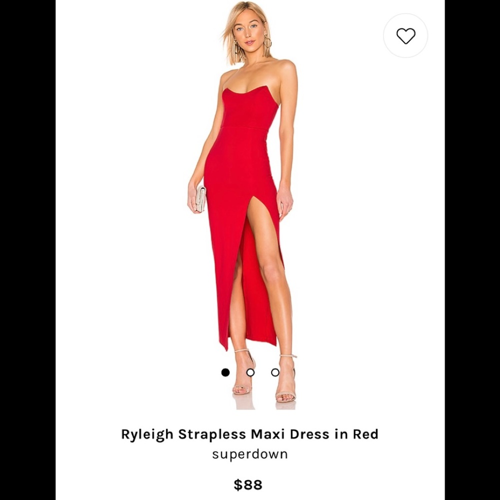 Ryleigh Strapless Maxi Dress in Red from Revolve